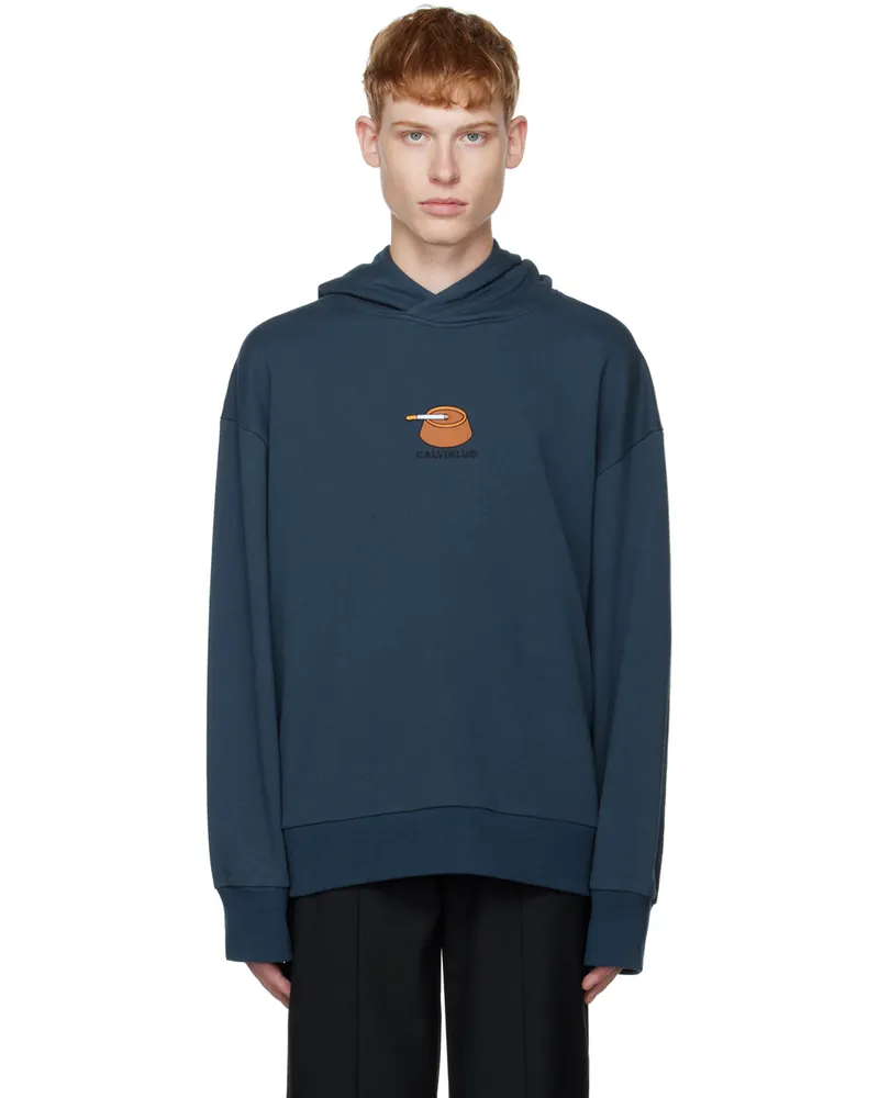 CALVINLUO Navy Embroidered Hoodie Navy