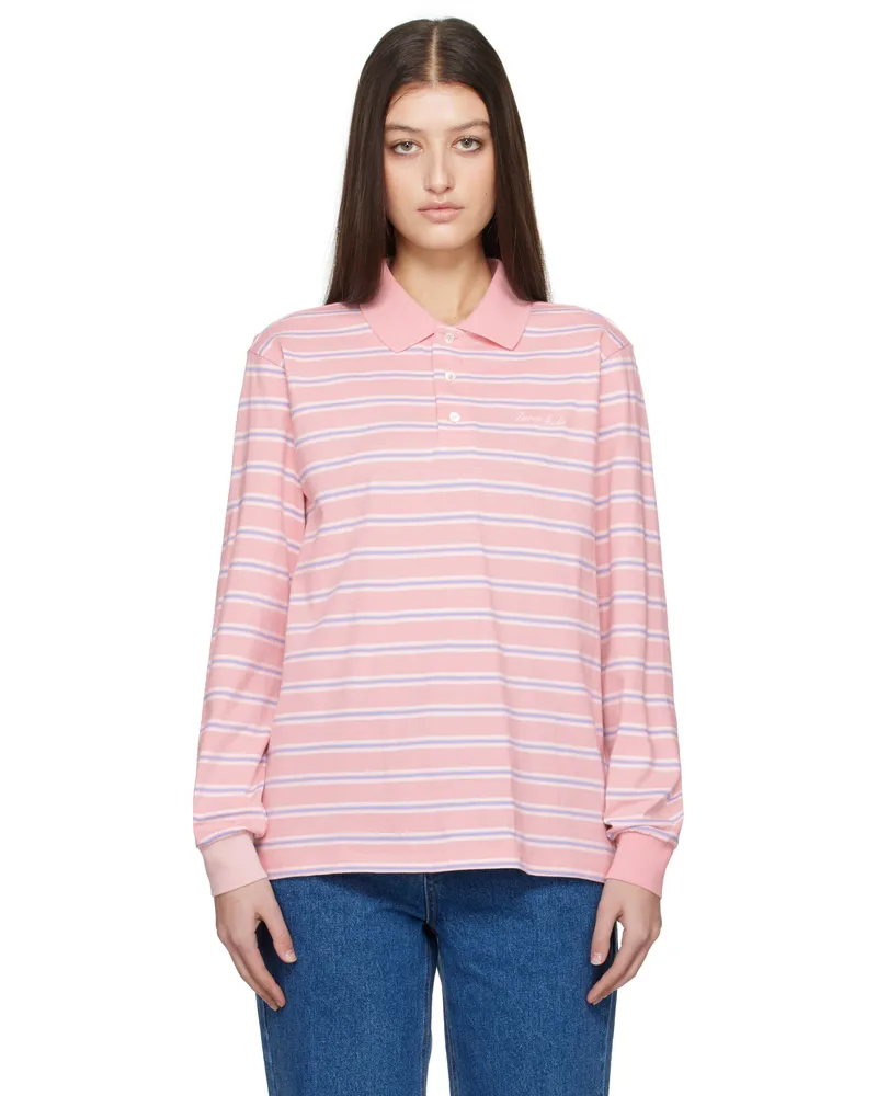 Dunst Pink Multi Stripe Collared Polo Pink