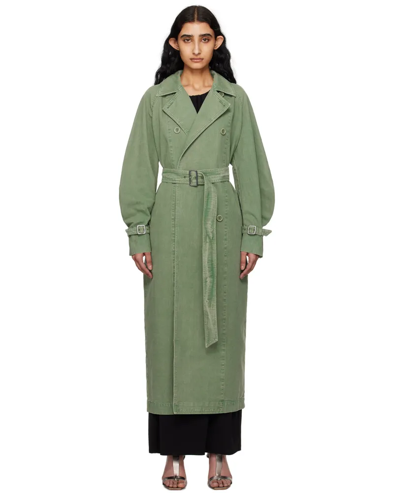 Max Mara Green Corfu Trench Coat 16