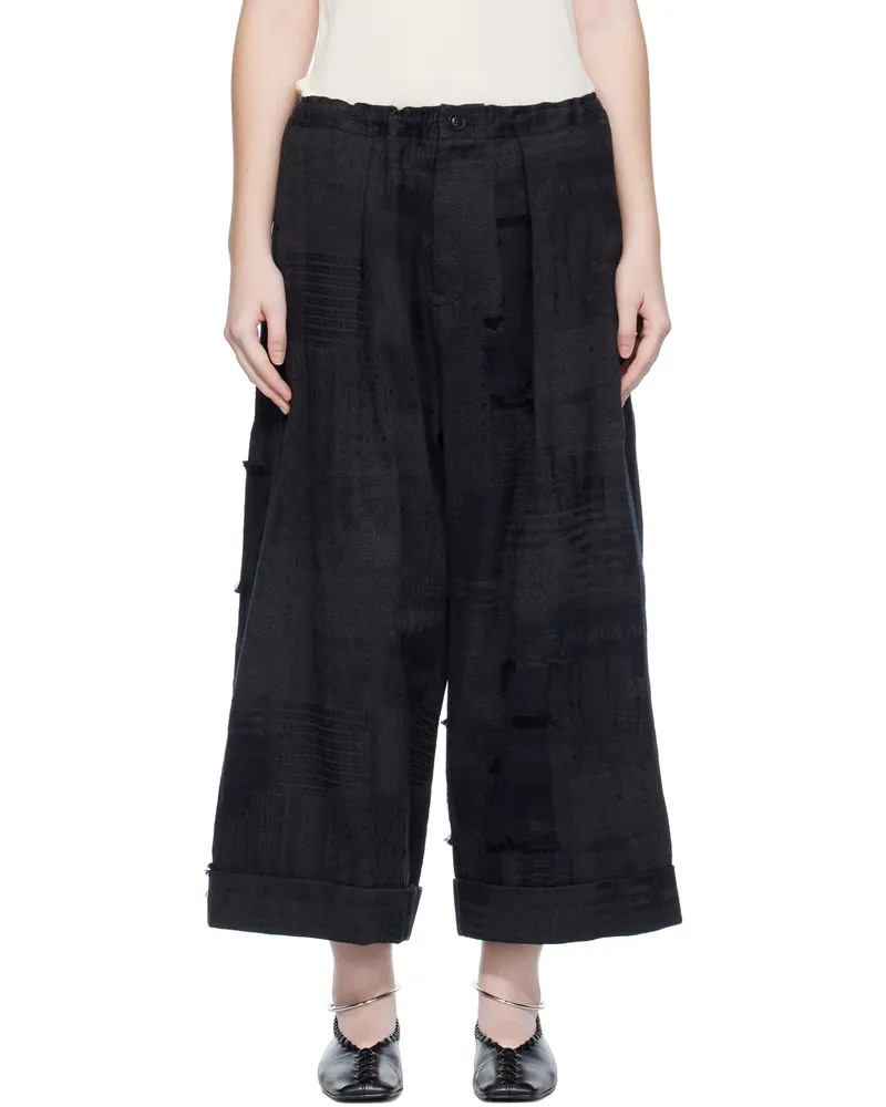 Yohji Yamamoto Black Jacquard Trousers Black