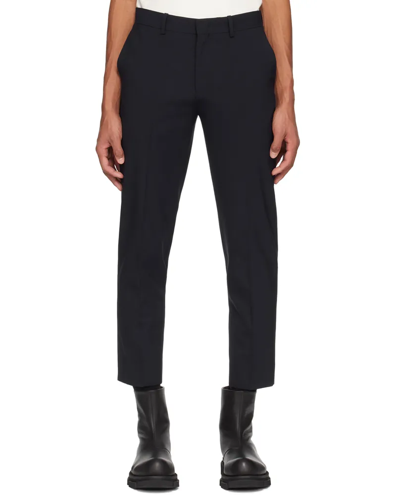 SOLID HOMME Navy Straight Trousers 722n