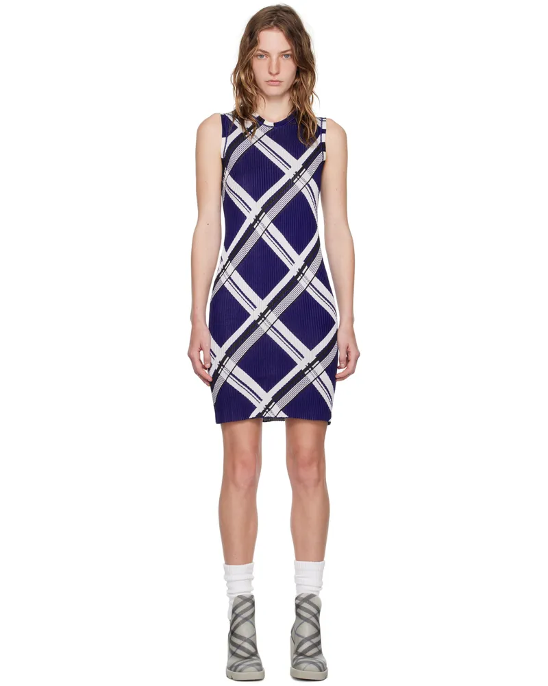 Burberry Blue Check Midi Dress Knight