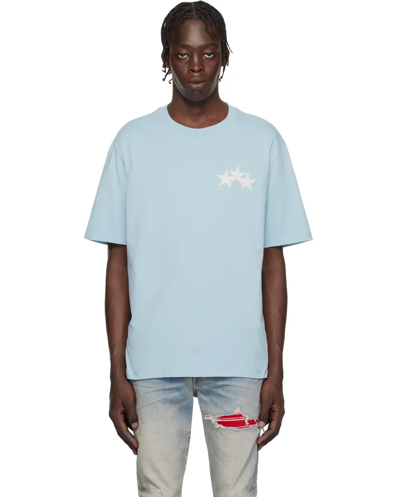 Amiri Blue Three Star T-shirt Ocean