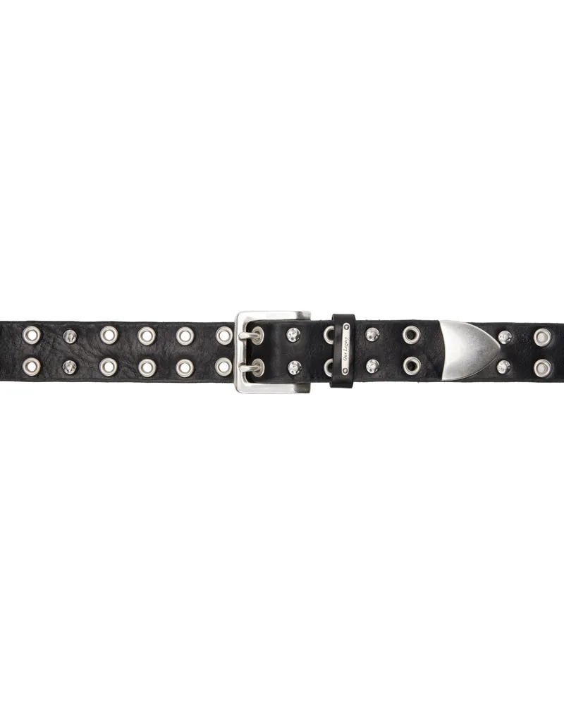 Our Legacy Black Studded Double Tongue Belt Flecking