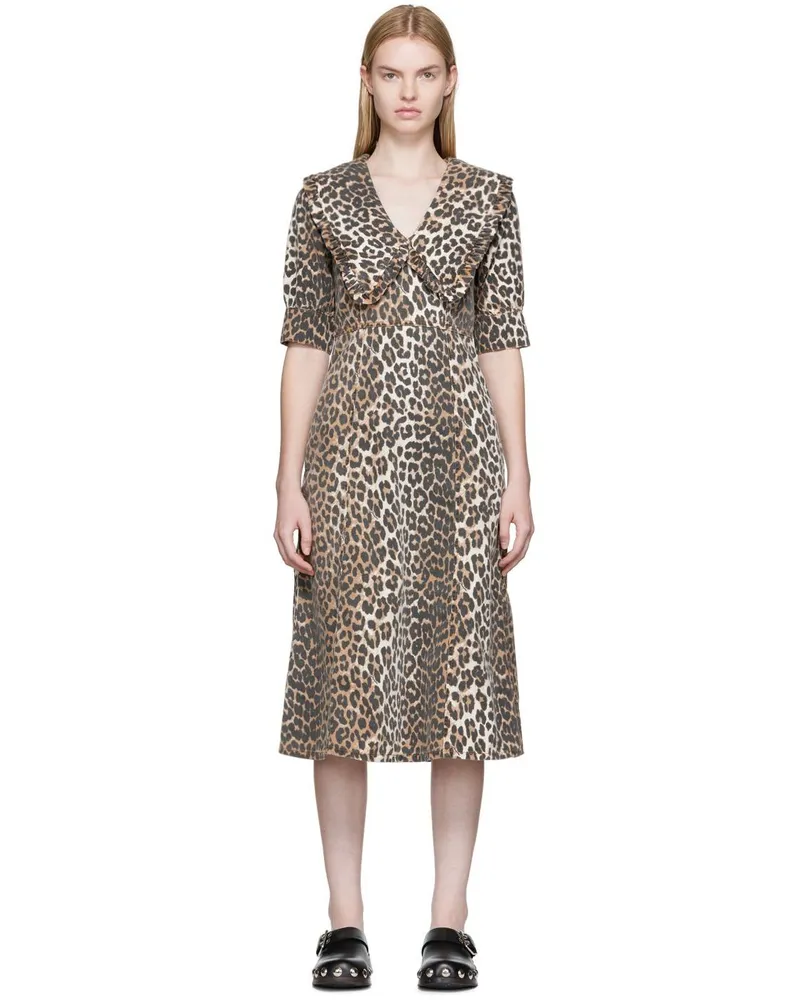 Ganni Brown Denim Midi Dress 943
