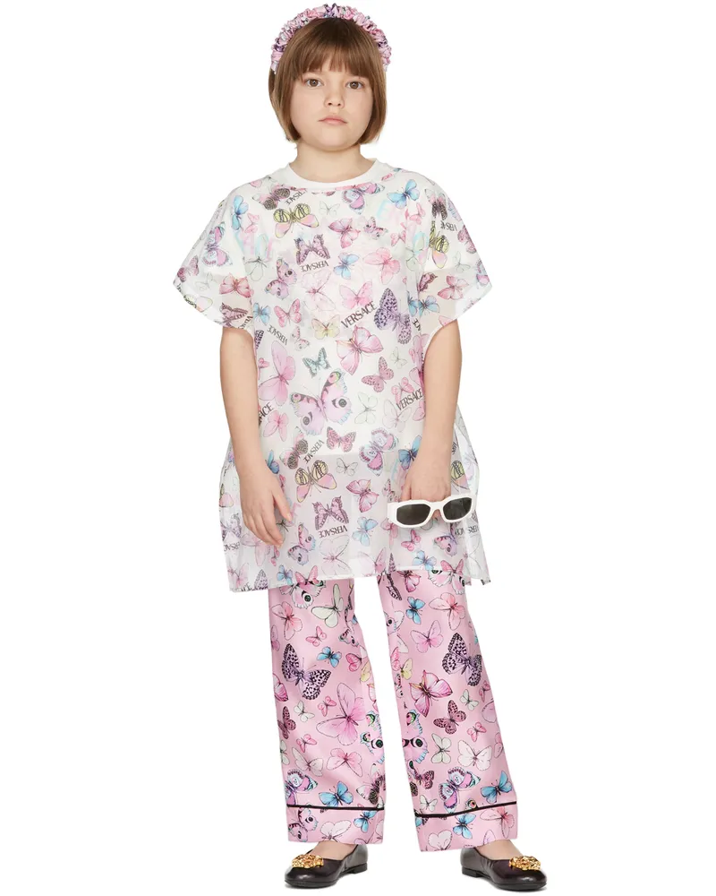 Versace Kids Pink Silk Butterfly Lounge Pants 5p020