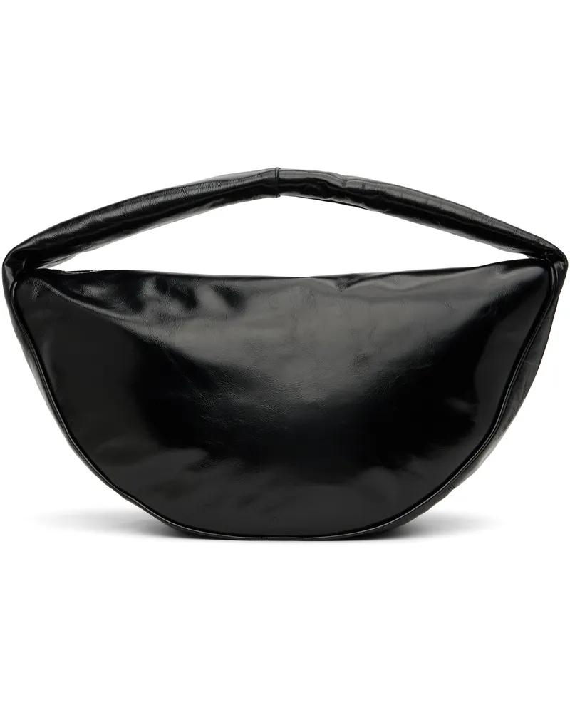 by FAR Black Maxi Cush Creased Leather Shoulder Bag Bk