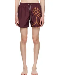 Vivienne Westwood Burgundy Line Orb Swim Shorts Red