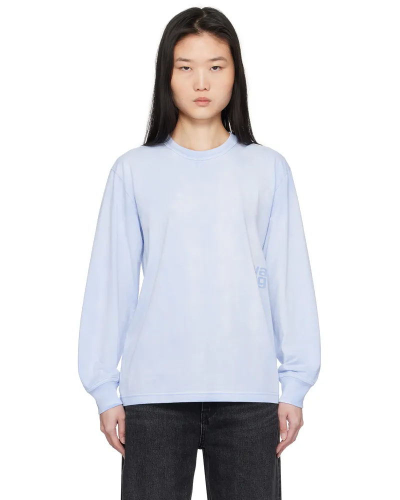 Alexander Wang Blue Puff Logo T-shirt Washed