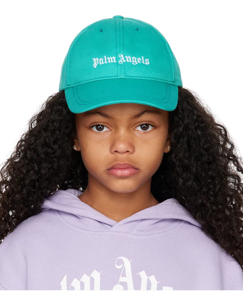 Palm Angels Kids Blue Logo Cap Turquoise