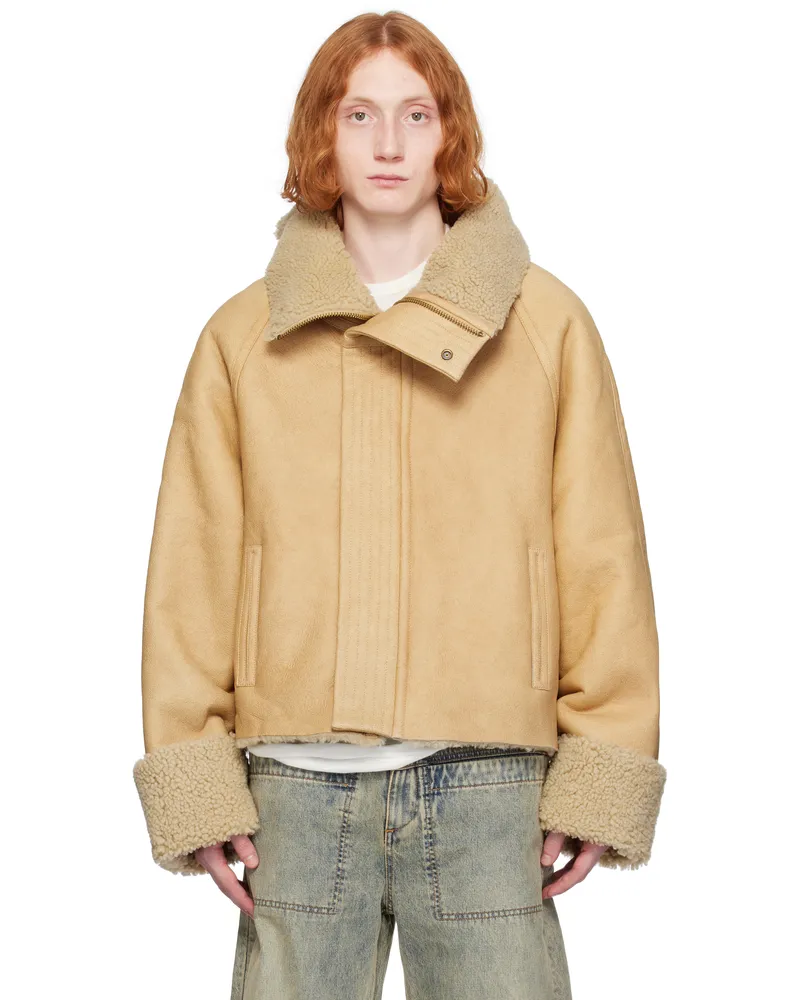 Entire Studios Beige Bulk Shearling Jacket Camel