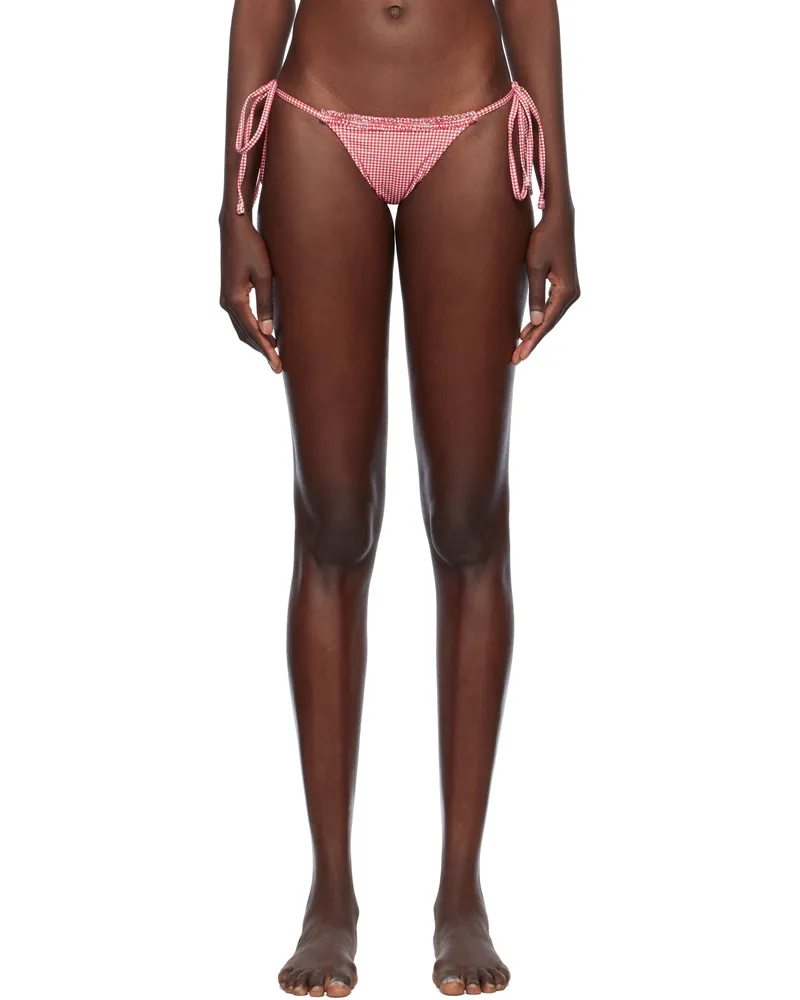 Frankies Bikinis Red & White Divine Skimpy String Bikini Bottom Ladybug