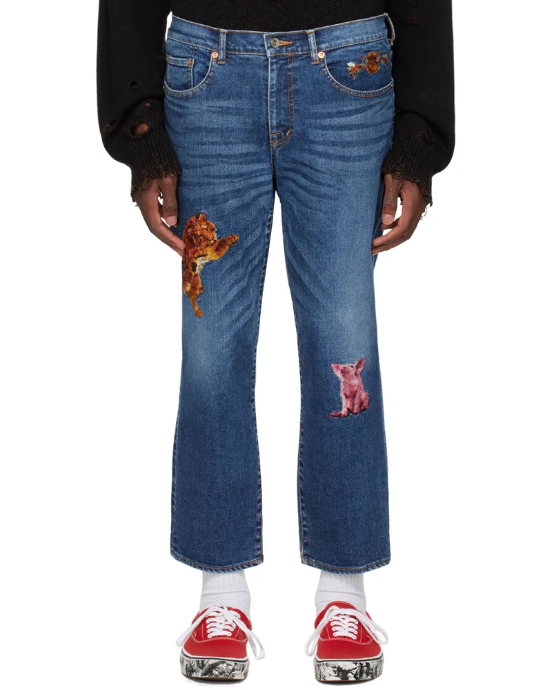 Doublet Blue Embroidered Jeans Indigo