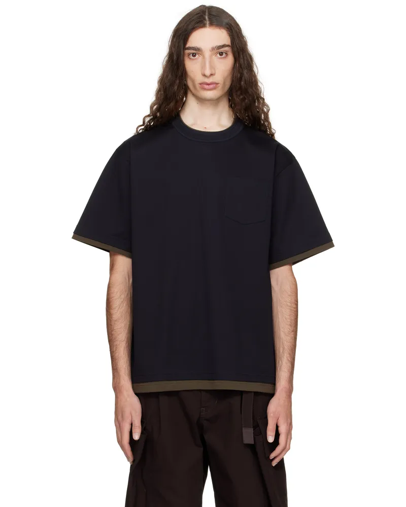 Sacai Navy Cotton Jersey T-shirt 212