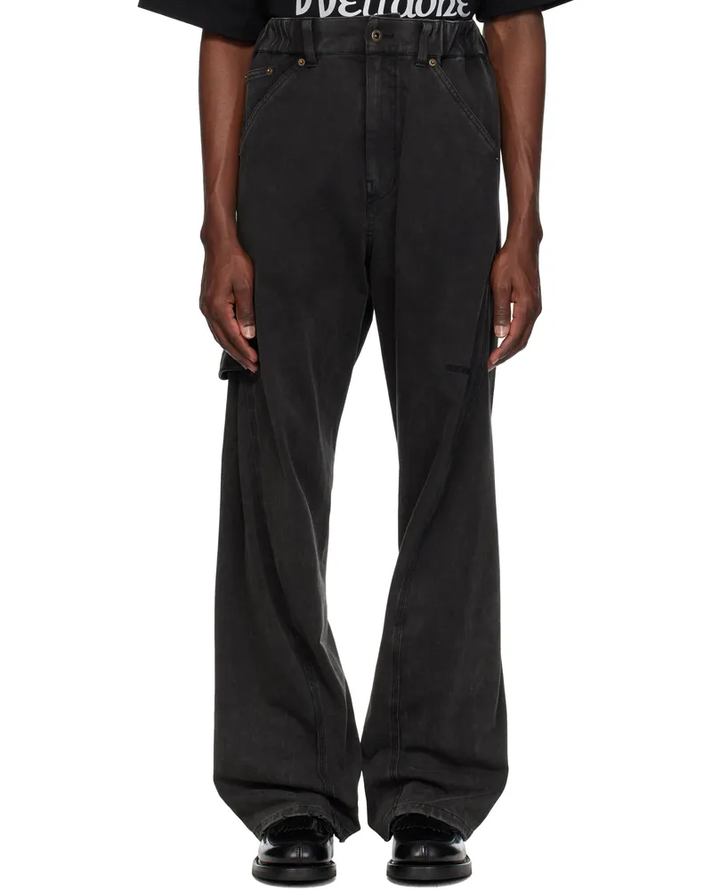 WE 11 DONE Black Twisted Work Trousers Black
