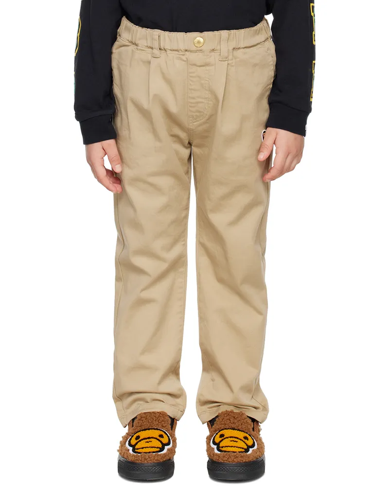 BAPE Kids Beige Tuck Trousers Beige