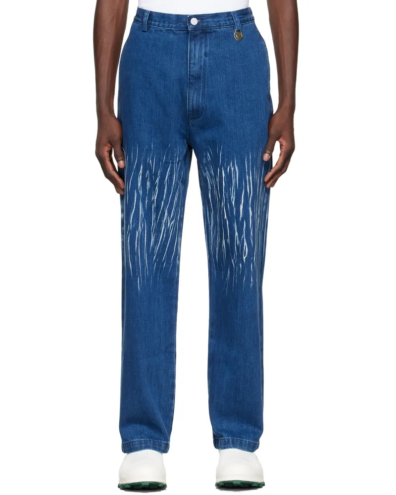 Xander Zhou Indigo Straight Jeans Blue