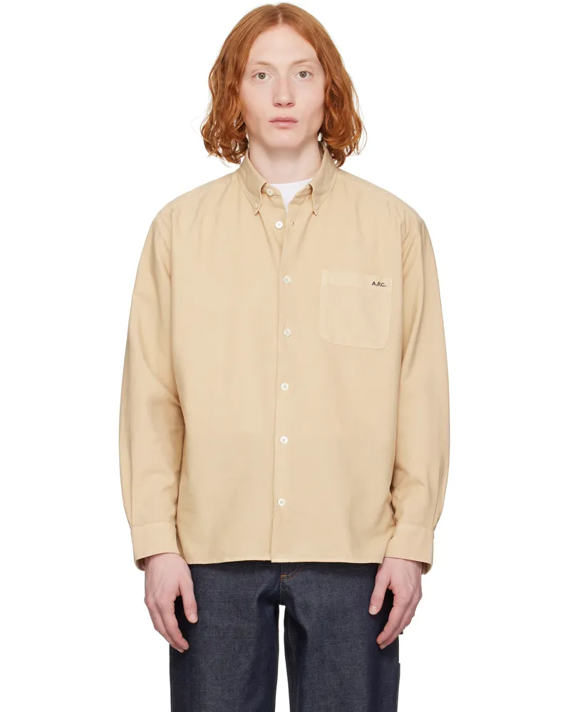 A.P.C. Beige Mateo Logo Shirt Baa