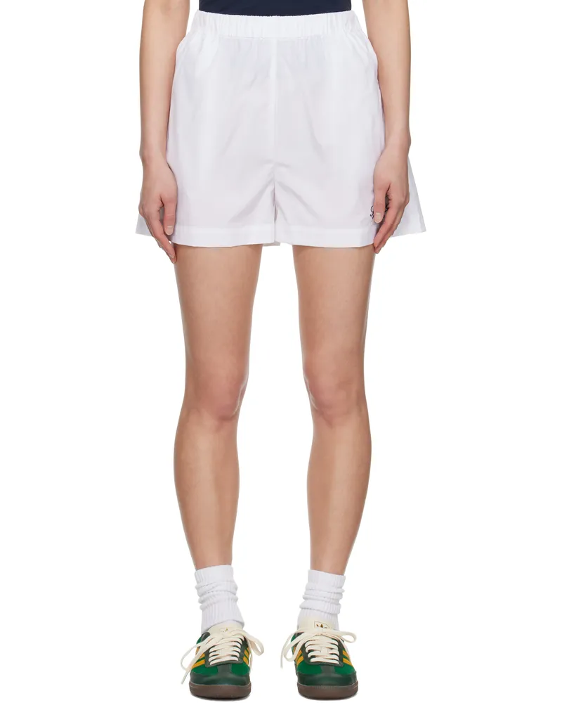 SPORTY & RICH White Vendome Poplin Shorts 48