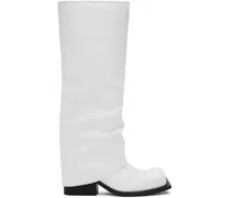 White Havva Chunky Heel Tall Boots