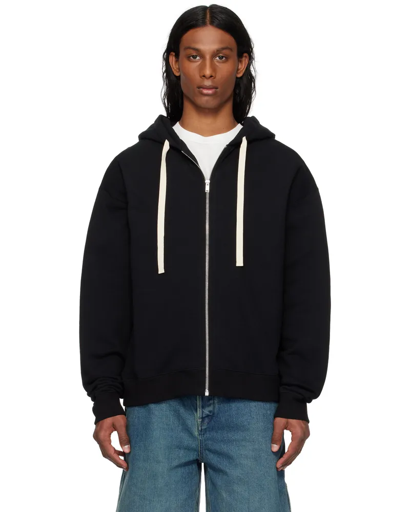 Jil Sander Black Zipped Hoodie 001