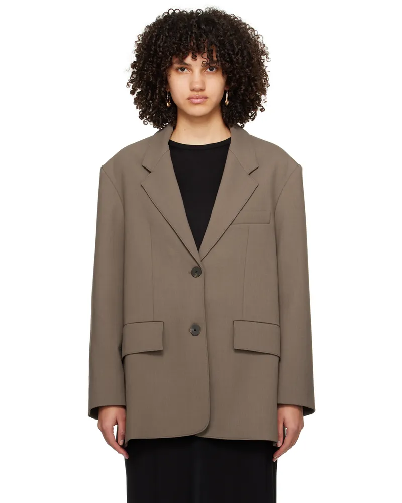 Studio Nicholson Brown Notched Lapel Blazer Rock