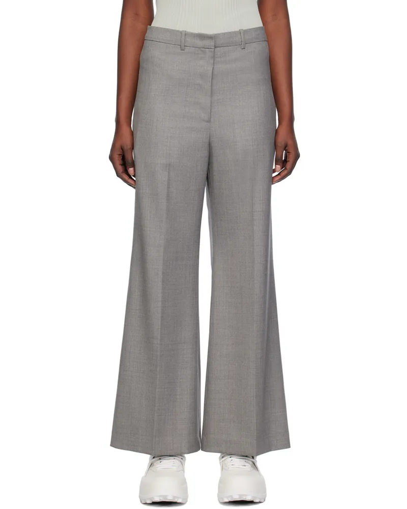 LOW CLASSIC Gray Wide-Leg Trousers Melange