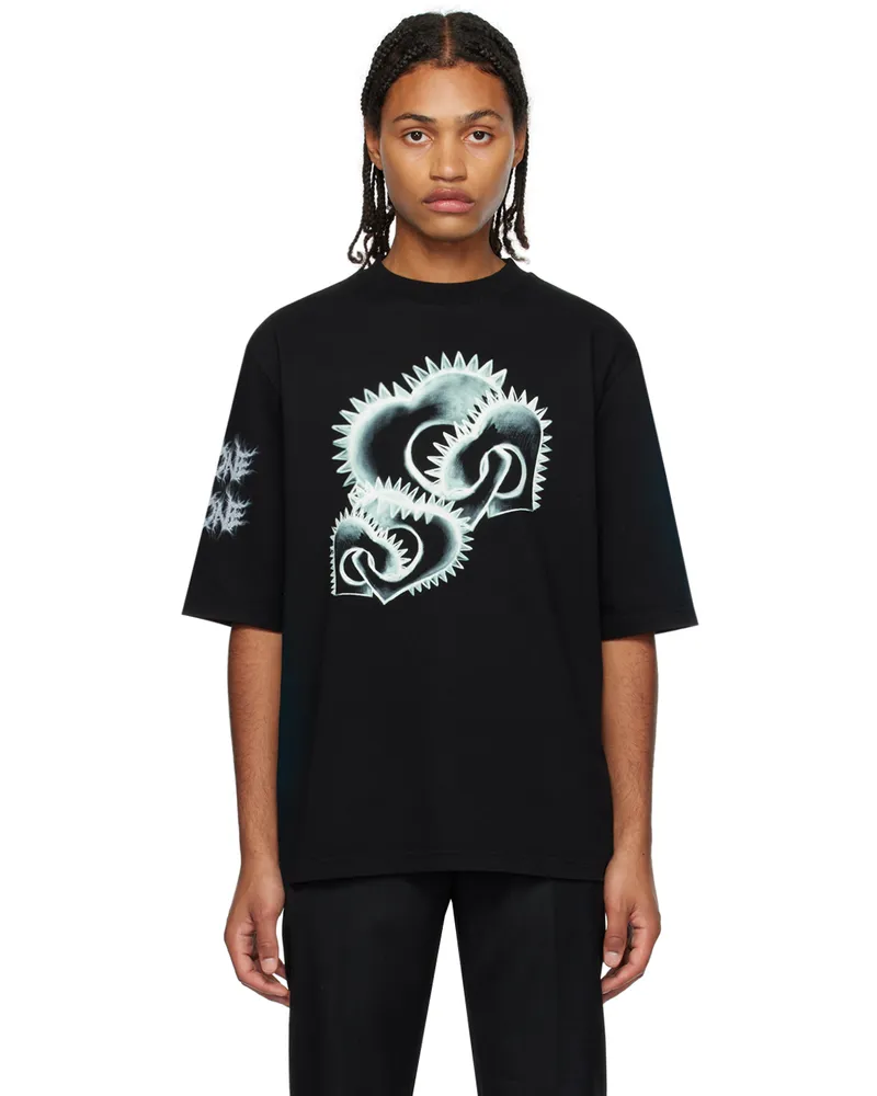 WE 11 DONE Black Printed T-Shirt Black
