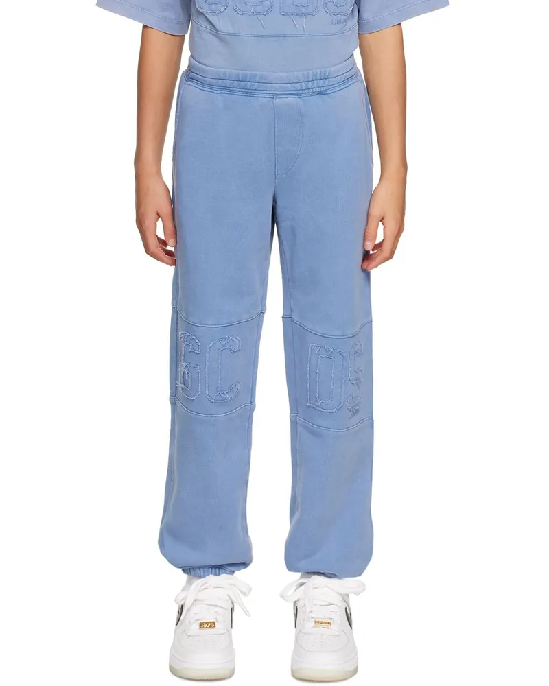 GCDS Kids Blue Garment-Dyed Lounge Pants Wild