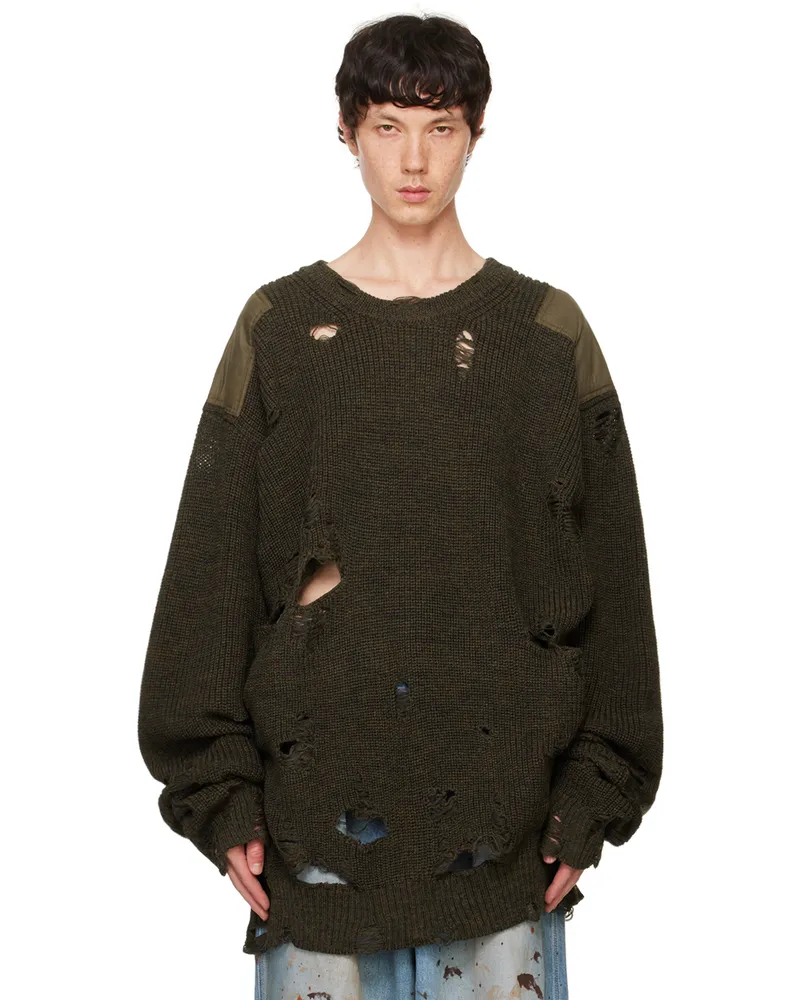 Doublet Khaki Oversized Military Sweater Khaki