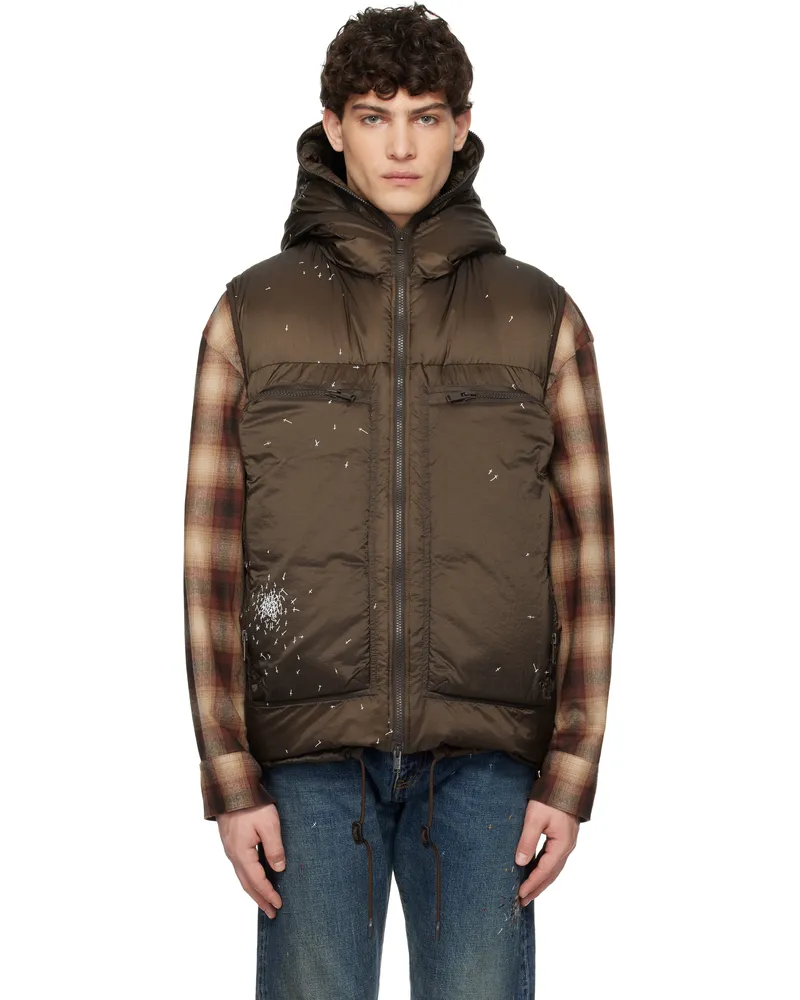 Undercover Brown Quilted Down Vest Brown