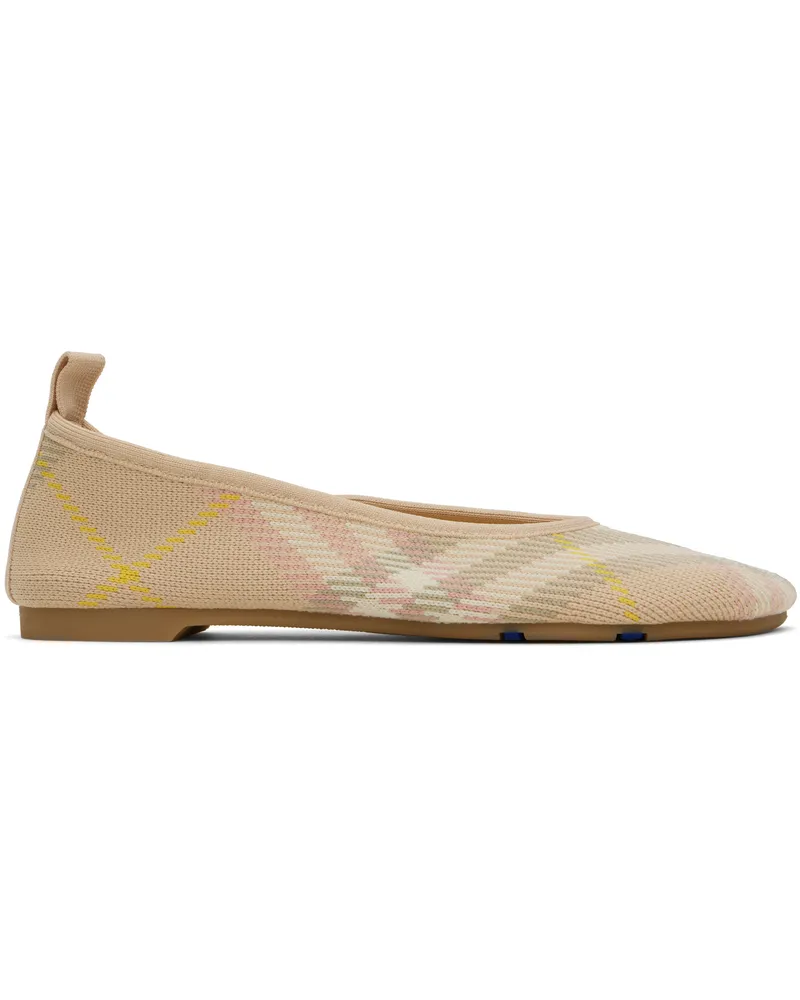 Burberry Beige & Pink Check Knit Baby Ballerina Flats Teacup