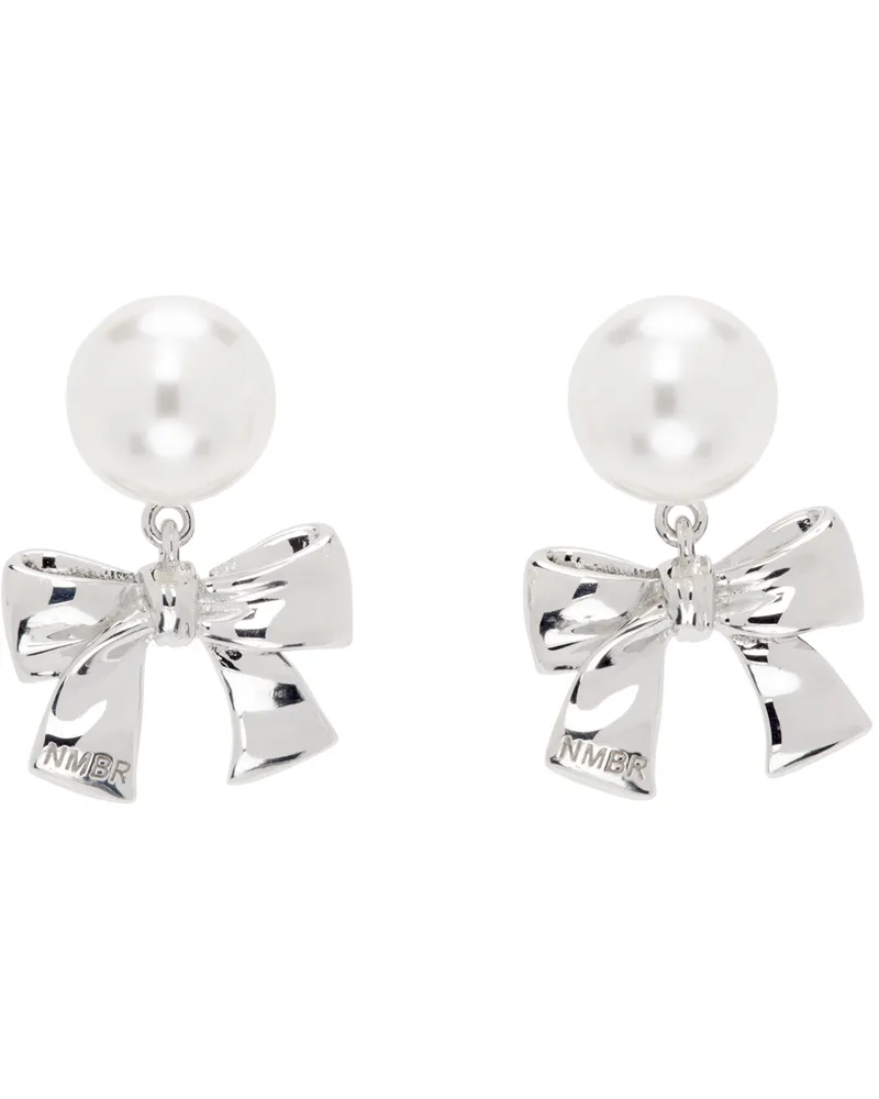 Numbering Silver & White #9118 Earrings Silver
