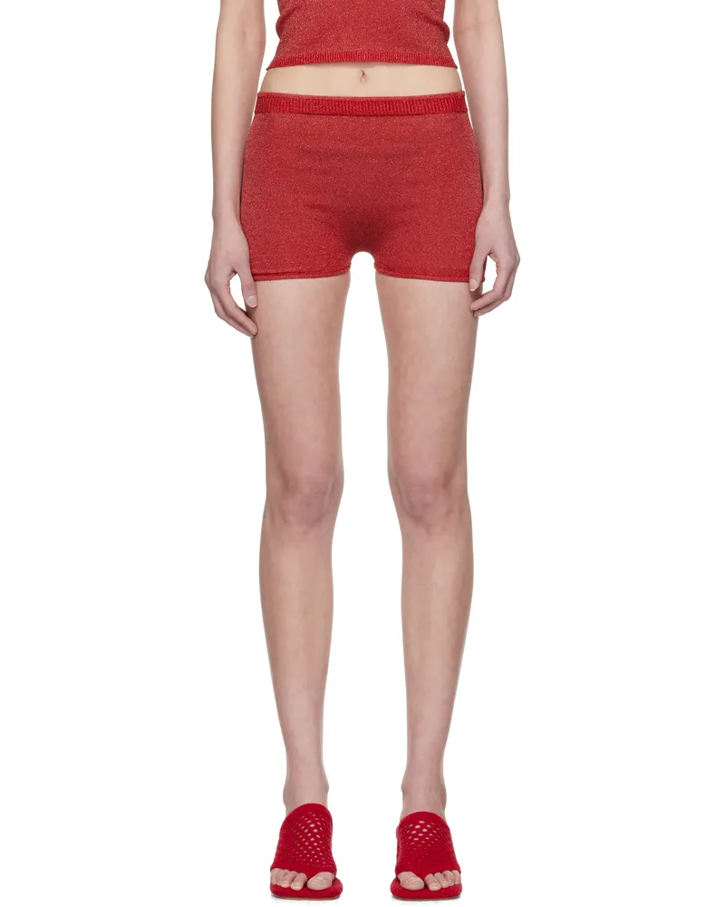Isa Boulder Red Knitted Malley Shorts Cherry