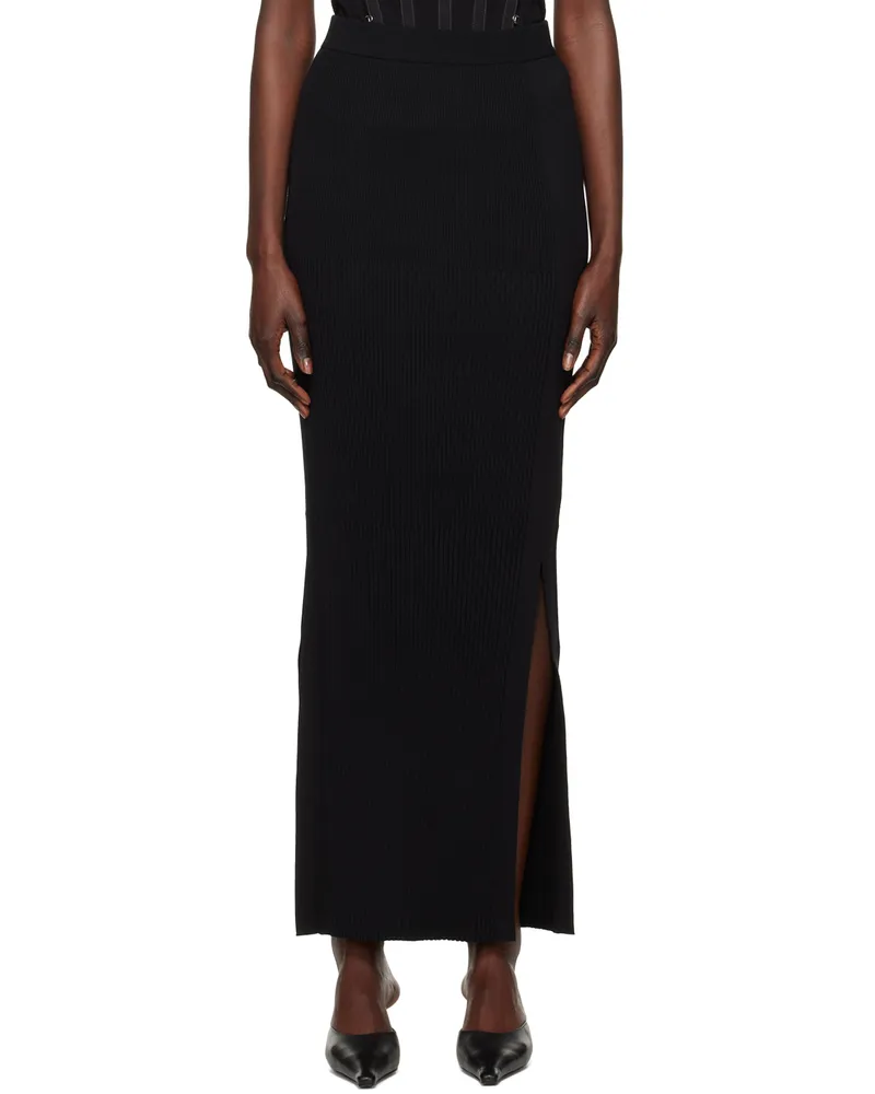Dion Lee Black Gradient Rib Maxi Skirt Black