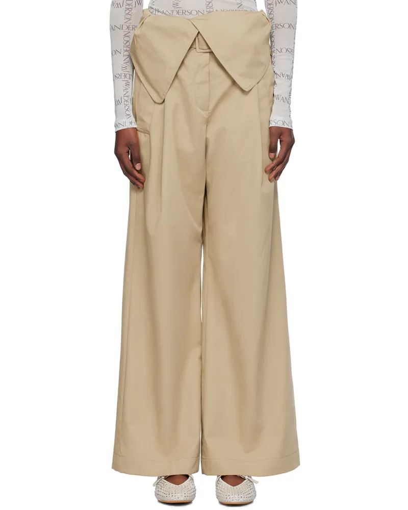 J.W.Anderson Beige Fold Over Trench Trousers 130