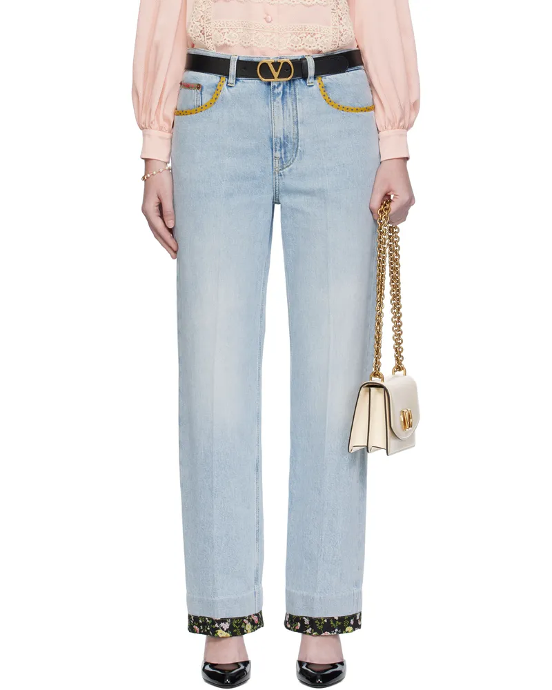 Valentino Garavani Blue Embroidered Denim Jeans 508