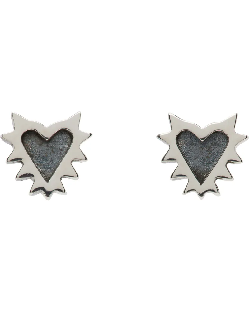 Stolen Girlfriends Club Silver Micro Spiked Heart Earrings Sterling