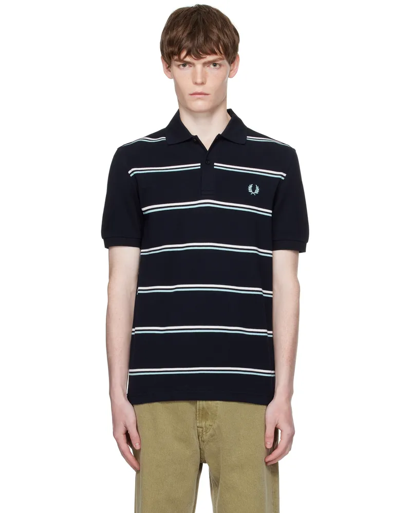 Fred Perry Navy Striped Polo 608navy