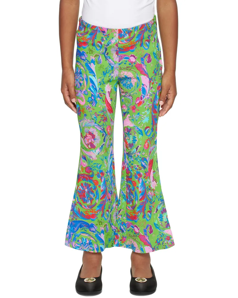 Versace Kids Green Kaleidoscopic Barocco Trousers 5g040