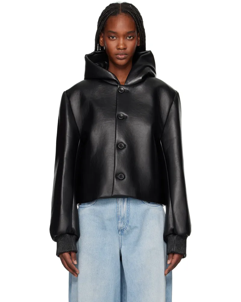 J.W.Anderson Black Cropped Hooded Blouson Leather Jacket 999
