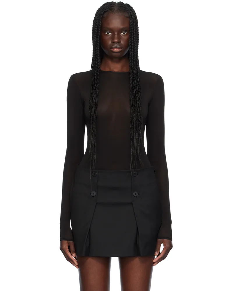 WARDROBE.NYC Black Semi-Sheer Bodysuit Black