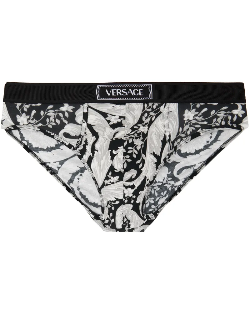 Versace Gray & Black Low-Rise Briefs 5bc50-black+bone