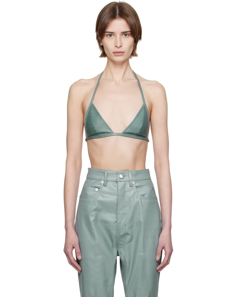 Rick Owens Blue Hollywood Waxy Lamb Leather Bra 66