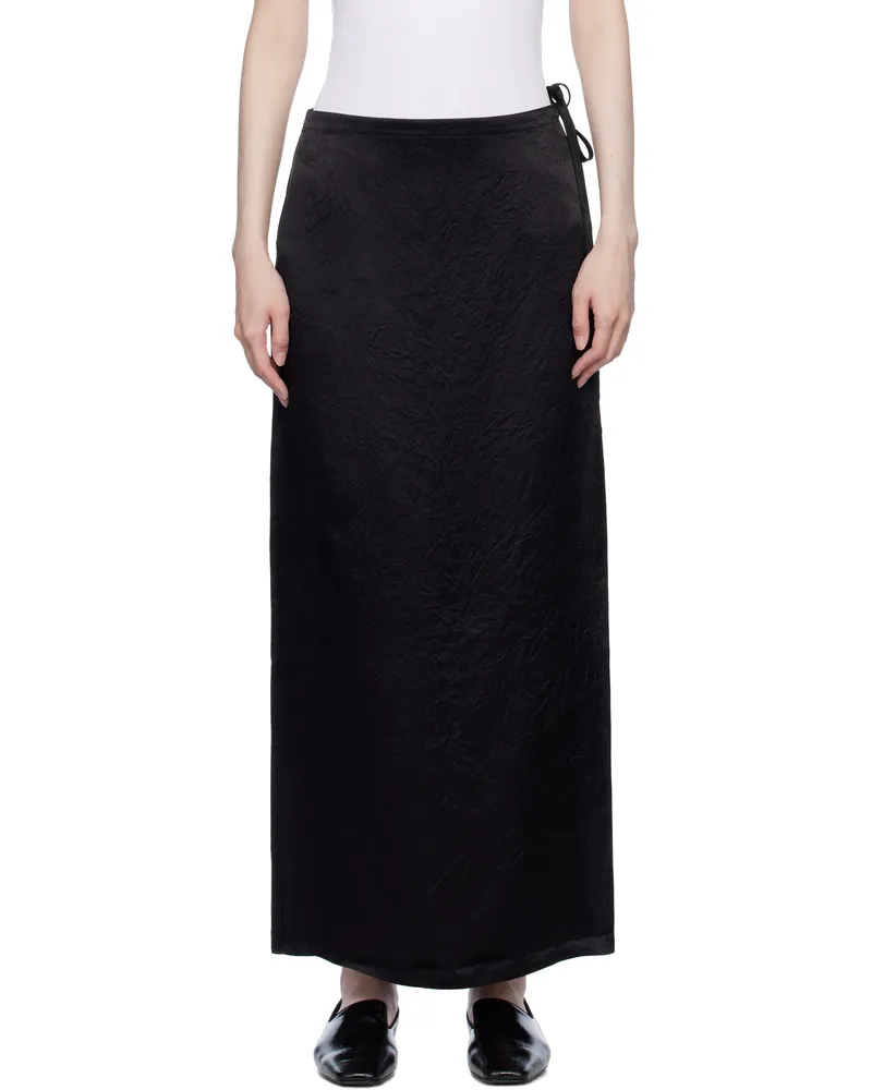 Filippa K Black Crinkled Pencil Maxi Skirt 1433