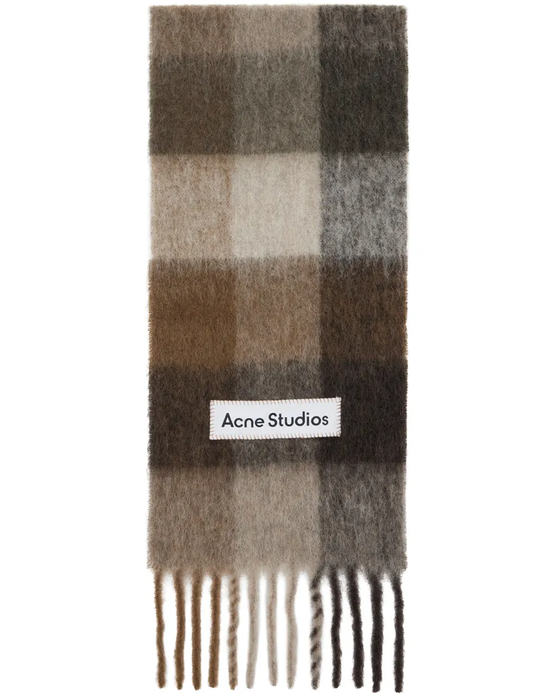 Acne Studios Brown & White Mohair Checked Scarf Dtj