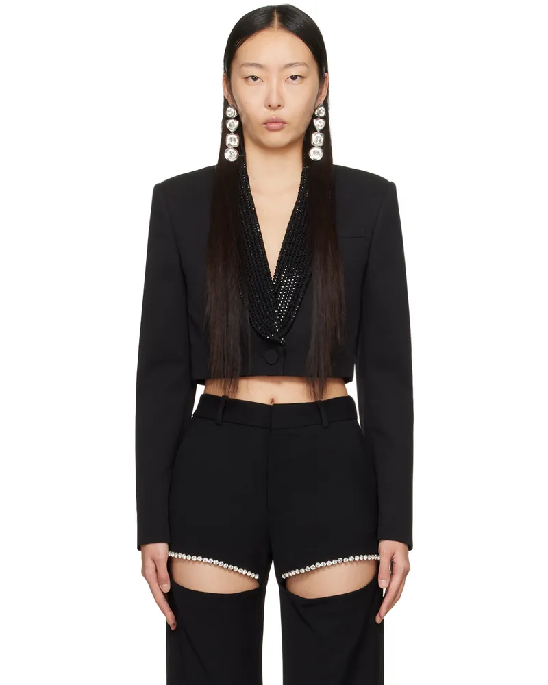 Area Black Crystal-Cut Blazer Black
