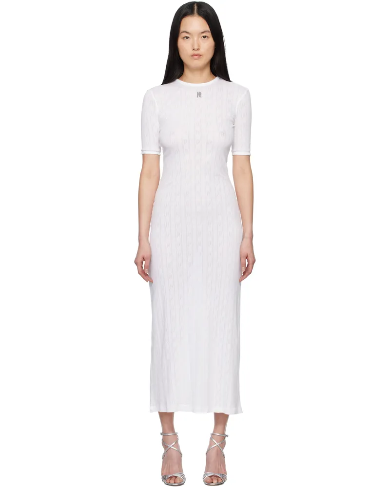 Paco Rabanne White Pointelle Short Sleeve Maxi Dress P100