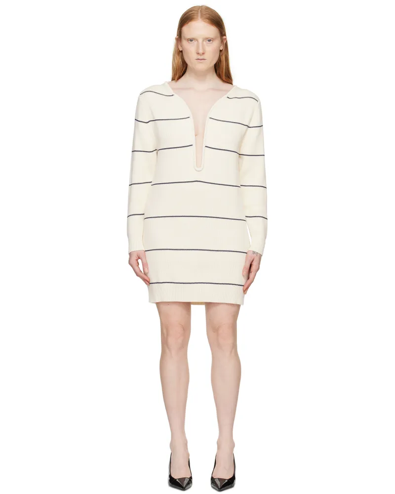 Victoria Beckham Off White Frame Detail Minidress Natural