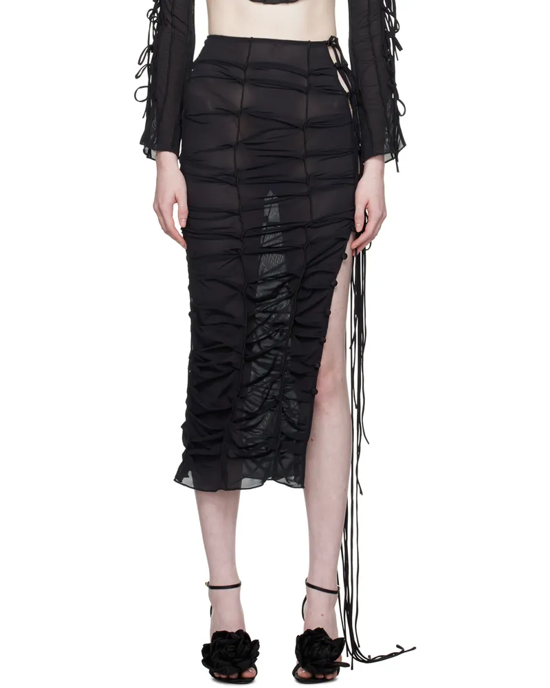 Fancì Club Black Gathered Maxi Skirt Black
